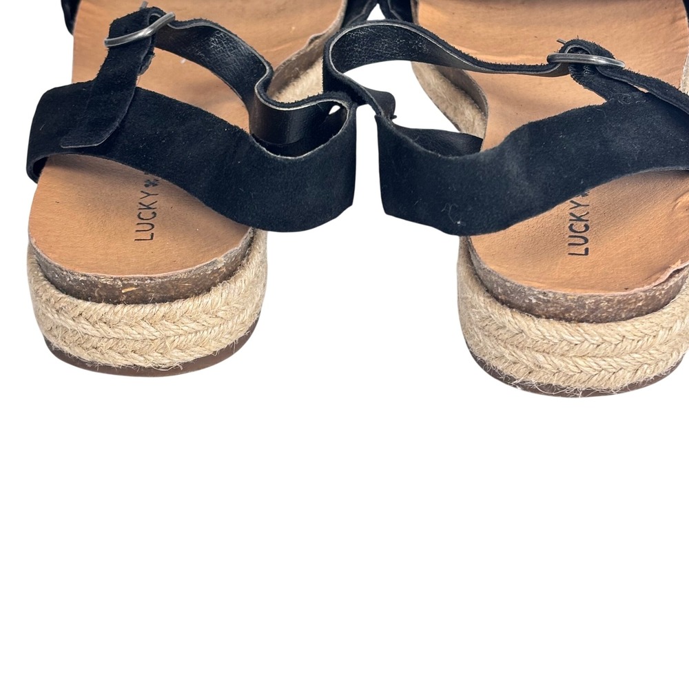 Lucky Brand Genette Sandals Black Woven Suede Espadrille Boho 8 M - Picture 5 of 6